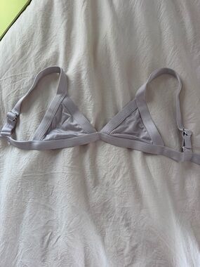 Light Gray Triangle Swim Bra with Adjustable Straps
